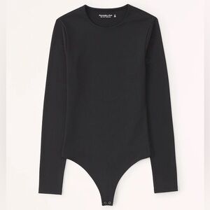 Abercrombie Long Sleeve Cotton-Modal Slash Bodysuit Black Small